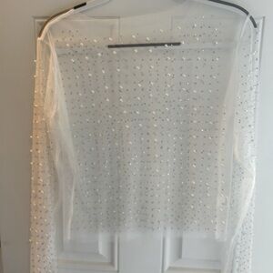 Long Sleeved Sheer Pearl Top